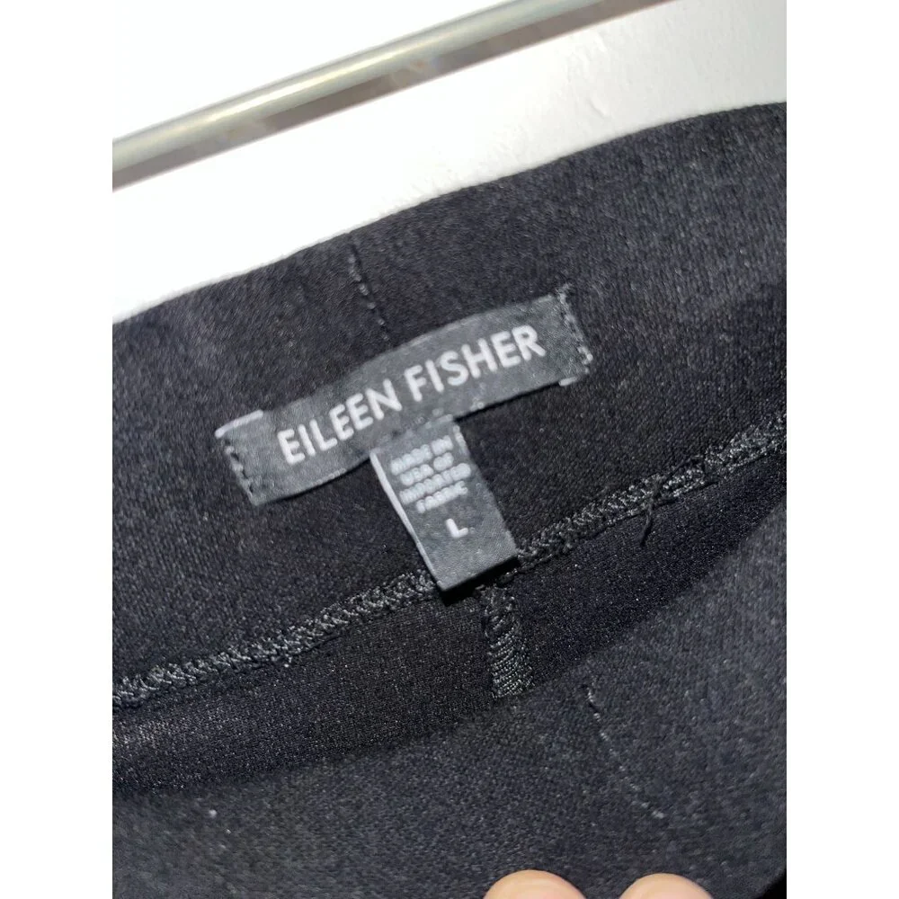 Eileen Fisher Black Wide-Leg Pull-On Pants Womens L - Picture 4 of 9